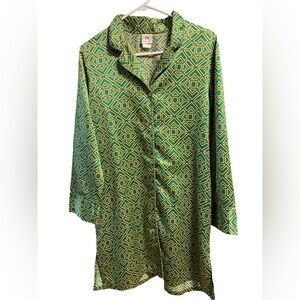 Natori Green and Yellow Geometric Chemise